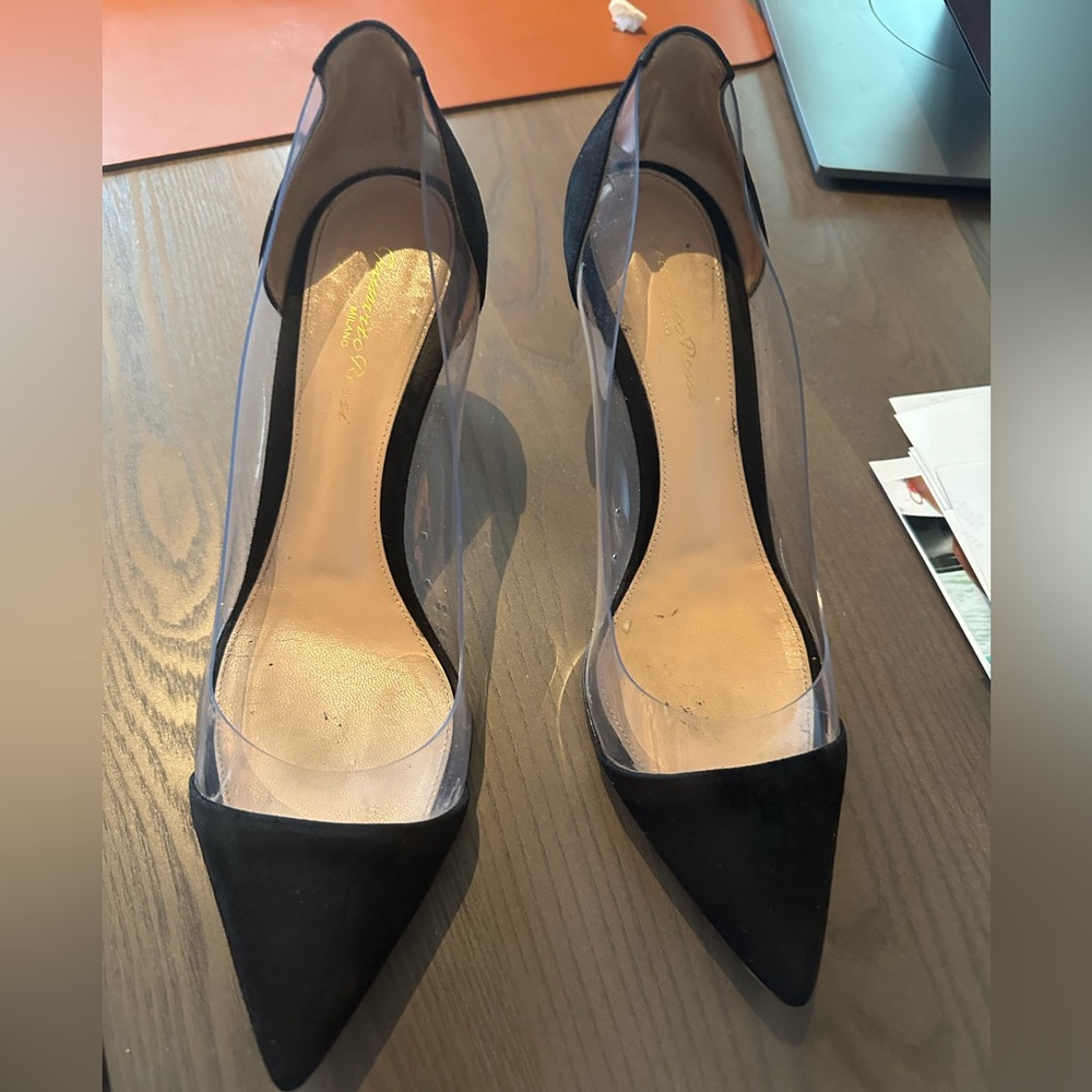 Gianvito Rossi Black and Clear Heels